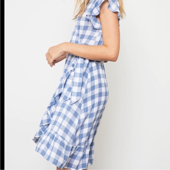 Rails Brigette Periwinkle Gingham wrap midi Dress - Picture 6 of 15